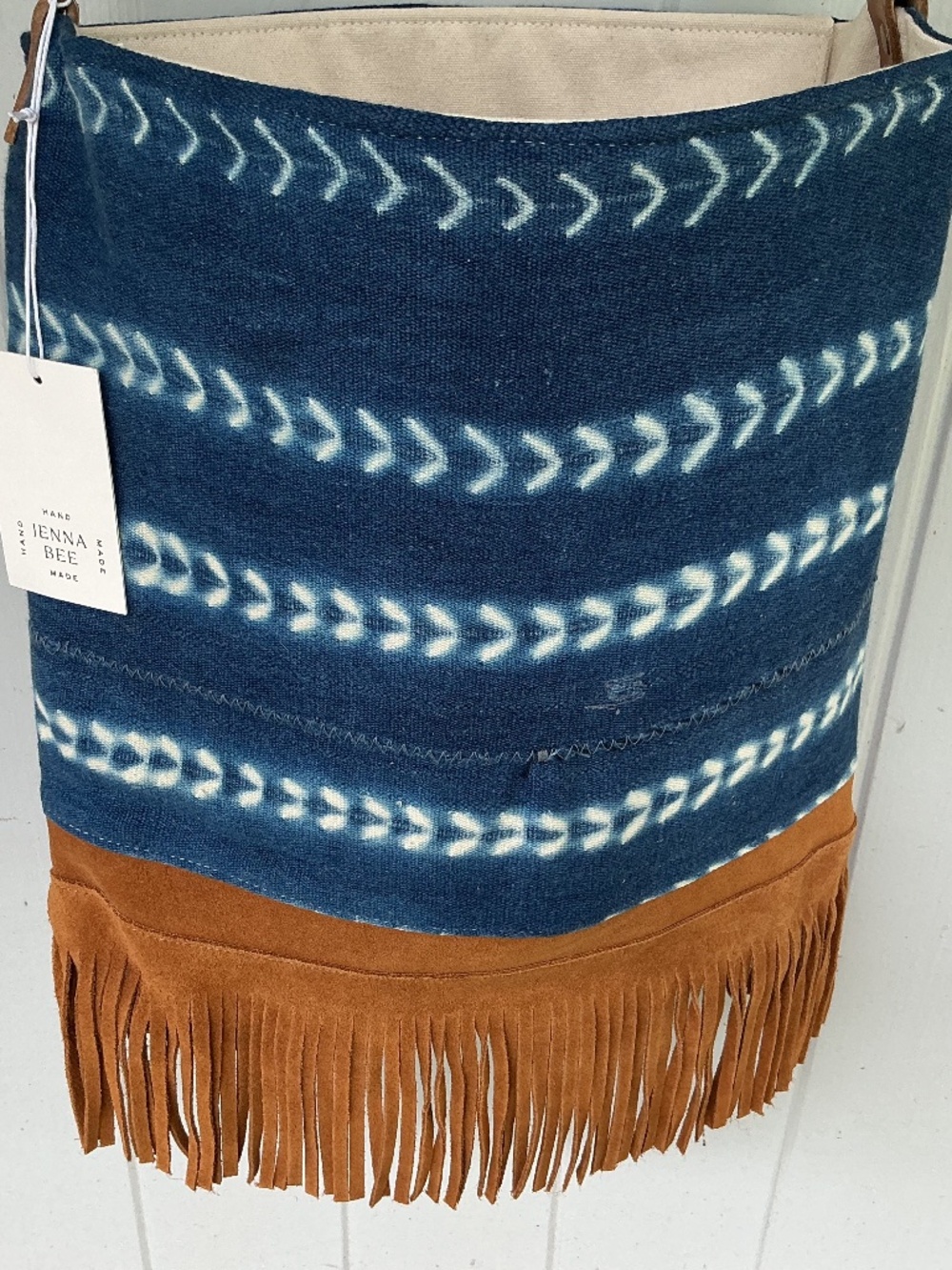 Jenna Bee indigo fringe BAG handmade TOTE - Picture 4 of 7